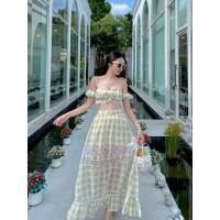 ราคา Nuchi Style ชุดSetกระโปรง เปิดไหล่ลายสก๊อตสีเขียวแต่งลูกไม้ ใส่เที่ยวทะเล สวยหวาน Linda (25286939528)