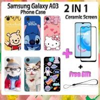ราคา 2 IN 1 Samsung Galaxy A03 Core เคสโทรศัพท์พร้อมกระจกนิรภัยเซรามิคป้องกันหน้าจอโค้งฟิล์มกระจกนิรภัยการ์ตูน (19868837885)