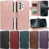 ราคา SAMSUNG หรูหราสําหรับSamsung Galaxy A53 A52S A33 A32 A22 S23 FE A23 A12 A13 A52 A72 A04S M13 S23 Ultra A04 S23 Plus Retroกระเป๋าสตางค์นุ่มPUหนังช่องใส่การ์ดผิวพลิกกรณี (45464044742)