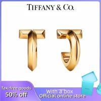 ราคา Tiffany (พร้อมกล่อง) ซื้อสร้อยข้อมือเครื่องประดับเงินแท้ T1 ต่างหูแบบวงกลม 18K Gold (52314041315)