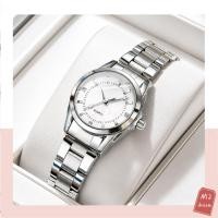ราคา [กรุงเทพฯ]นาฬิกาข้อมือผู้หญิง สีเงิน หน้าปัดสีขาว ประดับคริสตัล สายสแตนเลส ดีไซน์หรู ระบบควอตซ์ ใส่ได้ทุกโอกาส (51165180663)