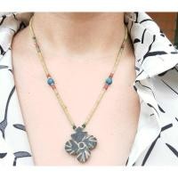 ราคา สร้อยคอ หินหยกแท้ หินเทอร์ควอยส์ หินปะการัง หินโบราณ Natural Old Jade Turquoise Coral Beads Necklace (44121816720)