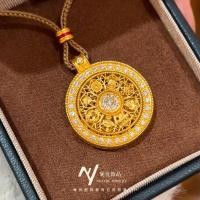 ราคา เว่ย ซู่ สไตล์เดียวกันจุดเพชรหมุนได้ขนาดใหญ่ขนาดเล็กแปดสมบัติเข็มทิศสร้อยคอใหม่จีนออกแบบทรายทองเข็มทิศจี้/6.21 (57912732571)