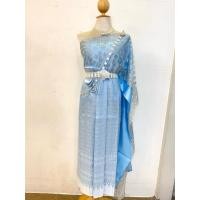 ราคา ชุดไทยผู้หญิง สไบเลื่อมสีฟ้าเทา แมตท์กระโปรงไหมทอสีฟ้า สวยสง่างาม (47659180879)