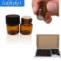 ราคา [Lzdjhyke1] ขวดแก้วสีเหลืองอําพัน 100 ชิ้นพร้อมตัวลดไฮดรอลิก DIY Vials สําหรับกระเป๋า 1ml (42632138958)