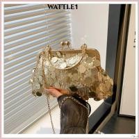 ราคา WATTLE กระเป๋าราตรี, กระเป๋าสะพายสีทึบปักเลื่อม, กระเป๋าถือเชลล์โซ่คลิปหรูหรากระเป๋าถือผู้หญิง (48464655940)