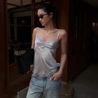ราคา Pre-order (14-20days) ˚⟡˖ ˖ ❆₊⋆ Rovente | White Lace Trim Knit Cami Top (57013669279)