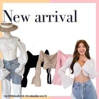 ราคา เสื้อครอปสายฝอ ครอปแขนยาวเว้าอก ดีเทลปาดไหล่ มี 4 สีให้เลือก (16275186414)
