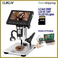 ราคา Elikliv DM4S 4.3 นิ้ว Digital Microscope 1000X LCD 720P กล้องจุลทรรศน์ดิจิตอล USB สําหรับข้อผิดพลาดเหรียญ 10 LED เติมแสงขาตั้งโลหะ 32GB PC View ใช้งานร่วมกับ Windows/Os (27309240362)