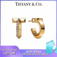 ราคา Tiffany (พร้อมกล่อง) ซื้อสร้อยข้อมือเครื่องประดับเงินแท้ T1 ต่างหูวงกลม ชุดทอง 18K พร้อมเพชร (49664066385)