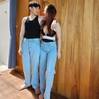 ราคา Golden Zebra Jeans กางเกงยีนส์หญิงชาย ชุดคู่รัก ขากระบอกใหญ่เอวตรงสะดือไซส์เล็กไซส์ใหญ่ #209 (25331258540)