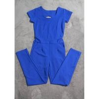 ราคา จั๊มสูทขายาวสีน้ำเงิน ผ้าดี เอวสม็อค (22141542240)