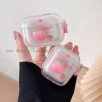 ราคา น่ารัก 3D สีชมพูพีชโปร่งใส AirPods สําหรับ AirPods 1/2/3/Pro/Pro 2 TPU ปกอ่อน Apple AirPods Pro 2 กรณี AirPods Gen 2 กรณี AirPods gen 3 กรณี AirPods Pro กรณี (50164712281)