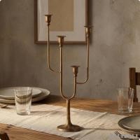 ราคา [Dilidili] เชิงเทียนเหล็กหล่อ Candelabra เชิงเทียนหลายแขนไม่สมมาตรเชิงเทียนเหล็กสี่ถ้วย (52013471830)