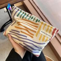 ราคา LAKAM กระเป๋าแต่งหน้าลาย, Corduroy Women Travel Cosmetic Bag, Fashion Make Up Organizer Clutch Bag Beauty Storage Cases (45413168107)