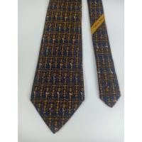 ราคา เนคไทมือสองSalvatore Ferragamo Silk Tie Gold Blue Design Made in Italy (43611997727)