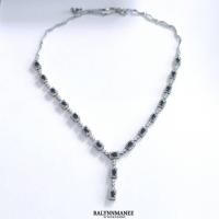 ราคา NK011 สร้อยคอพลอยไพลินแท้ ( Natural Blue Sapphire ) ตัวเรือนเงินแท้ 925 ชุบทองคำขาว (53562982192)