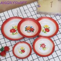 ราคา ANGRYSWIFT จานเคลือบเหล็ก, เคลือบเหล็ก Nostalgic Theme จานเคลือบกลม, ใช้งานได้จริงสไตล์จีนสมัยเก่าถาดเก็บอาหารผลไม้ (51863651997)