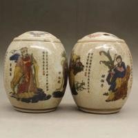 ราคา Qingqianlong สีพาสเทลแปดอมตะกระป๋องสีพาสเทล (หนึ่งคู่) กระป๋องชาเครื่องลายครามโบราณโบราณเครื่องประดับโบราณ (29695033335)