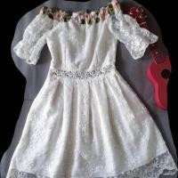 ราคา เดรสลูกไม้สีขาวเปิดไหล่ (2317377432)