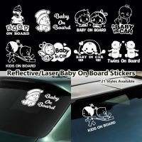ราคา Baby in Car Baby on Board สติกเกอร์รถสะท้อนแสงป้ายความปลอดภัยเด็กคําเตือนหน้าต่างด้านหลังรถไวนิลกันน้ํา Decal (25340263067)
