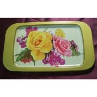 ราคา ถาดสังกะสีเคลือบโบราณ ถาดเคลือบลายดอกโบราณ (12713612648)