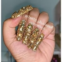 ราคา เล็บปลอมสีเจลติดเพชรทั้งเล็บสีแชมเปญ (28417798704)