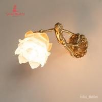 ราคา European Style All-Copper Angel Corridor Wall Lamp Vintage French Villa Hotel Aisle Staircase Bedside Victorian Wall Lam (57954048584)