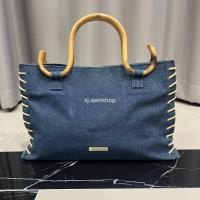ราคา แบรนด์ญี่ปุ่น หูไม้แบมบู สภาพดีมาก กระเป๋าโท้ท tote bag มือสอง brandname samantha thavasa bamboo shopping ข้อปปิ้ง (24168552093)