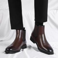ราคา Fast Shipping Men Chelsea Boots Leather Dress Boots Slip On RN7A (50308400188)
