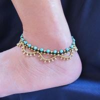ราคา สร้อข้อเท้าโบฮีเมี่ยน หยดน้ำทองเหลือง เทอร์คอยซ์(Turquoise) คนเกิดวันศุกร์ หินแห่งความนำโชค ความรัก ความโชคดี ค้าขายดี (6492942404)