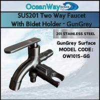 ราคา Oceanway รุ่นรหัส: OW1015-GG SUS201 ก๊อกน้ําสองทางพร้อมที่วางโถสุขภัณฑ์ - GunGrey (57660787624)