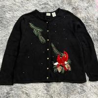 ราคา Pre-loved!! คาดิแกนสีดำ ปักลายนก (46850330743)