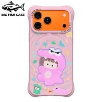 ราคา เคสไอโฟน ซิลิโคนสีชมพู แม่เหล็ก ลายเด็กในชุดไดโนเสาร์ชมพู มุมหนา กันกระแทก สำหรับ iPhone 17 16 15 14 13 12 11 Pro Max Pl (54711410091)