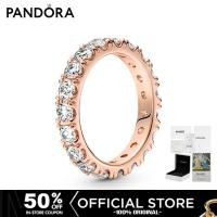 ราคา Pandora 14k Rose Gold-plated Ring with Clear Cubic Zirconia แพนดอร่า ของขวัญสุดคุ้ม (51362939387)