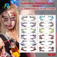 ราคา RHETT 12 ชิ้นฮาโลวีน Face Tattoo สติกเกอร์, Spider Web ฟักทอง Bloodstain Blush ชั่วคราว Tattoo, Freckle Tattoo Decals กันน้ําที่สมจริง DIY Body Art รอยแผลเป็นสติกเกอร์ผู้ชายผู้หญิง (24198366064)