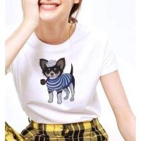 ราคา เสื้อยืดสีขาวทาสน้องหมาน้องแมว ลายชิวาวาคาบไปป์ (5083186396)