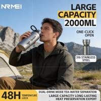 ราคา กระติกเก็บความเย็น NRMEI, กระติกเก็บความเย็นใบใหญ่ 2L สำหรับฟิตเนส/เดินป่า/ปั่นจักรยาน & กิจกรรมกลางแจ้ง, กระติกสแตนเลส สำหรับผู้ชาย/ผู้ใหญ่, ขวดน้ำกีฬา สำหรับเด็กหญิง/เด็กชาย, สุญญากาศมีที่กรองชา, แก
