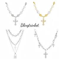 ราคา Bling Trinketสร้อยคอแบบแม่กุญแจโซ่หนาสำหรับผู้หญิง สไตล์เรียบง่าย จี้แม่กุญแจฝังไมโคร 3 ชั้น สร้อยคอหลายชั้น (46702329704)