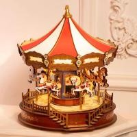 ราคา [พร้อมส่ง] Rolife AMC01 Classic Carousel Mechanical Music Box 3D Wooden Puzzle กล่องดนตรีม้าหมุน DIY (48964897500)