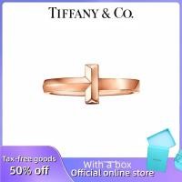 ราคา Tiffany (พร้อมกล่อง) ซื้อสร้อยข้อมือเครื่องประดับเงินแท้ T1 Ring 18K Rose Gold (51613977683)