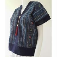 ราคา เสื้อผ้าเขียนเทียนโบราณ ปักเต๋า สีครามอ่อน (975015083)