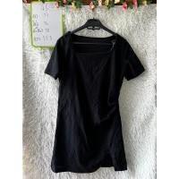 ราคา เดรสแขนสั้นคอเหลี่ยม สีดำ (20880639299)
