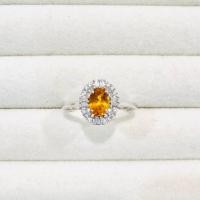 ราคา [มีวงเดียวเท่านั้น] แหวนเงินแท้ 925 ฝังพลอยบุษราคัมบางกะจะ(Yellow Sapphire) ไซส์กะรัตเม็ดใหญ่ไฟดีล้อมเพชร cz (27773051551)
