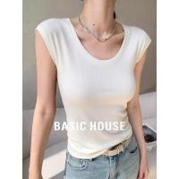ราคา Basic House/Basic House/Basic House เสื้อยืดแขนสั้นคอยูเรียบง่ายหญิง Lyocell สีขาว Slim (50263509807)