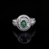 ราคา แหวนพลอยมรกตโคลัมเบีย(Emerald) เรือนเงินแท้92.5%ชุบทองคำขาว บ่าข้างประดับด้วยเพชรCZเกรดสวยพิเศษ จากประเทศรัสเชีย ไซด์นิ้ (58001933882)