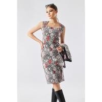 ราคา f.fashion เดรสผ้าแจ็คการ์ดพิมพ์ลายดอกไม้ ผู้หญิง | Floral Print Jacquard Dress | 06078 (16694678107)