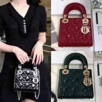 ราคา ? Dior/Dior 2020 New lady Dior mini Bag Dior Bag Three-Grid Classic Patent Leather Chain Shoulder Messenger Handbag Female Bag (57865398699)
