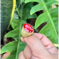 ราคา แหวนทองเหลืองหัวพลอยสีแดง (51362783416)