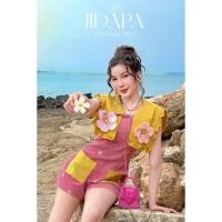 ราคา จั๊มสีชมพูปกเหลือง ป้ายJidapa ป้ายห้อย พร้อมส่ง (Size XL) (43200441877)